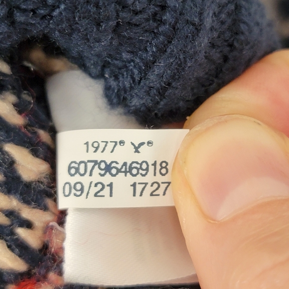 American Eagle Outfitters Blue Red Sweater Nordic Pattern Hooded Pullover XS - Picture 9 of 11